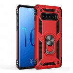 Wholesale Galaxy S10 Tech Armor Ring Grip Case with Metal Plate (Red)